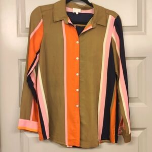 Women's Multi color long sleeve button blouse size small